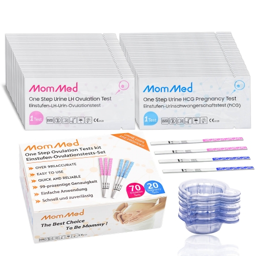 Ovulation and Pregnancy Test Strips, Easy at Home Ovulation Predictor Kit Includes 20 Pregnancy Tests, 70 Ovulation Test Strips and 90 Urine Cups