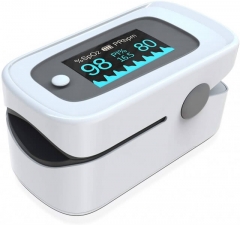 Pulse oximeter, finger pulse oximeter, oximeter with alarm ideal for quick measurement of oxygen saturation (SpO2) - simple pulse monitor for children